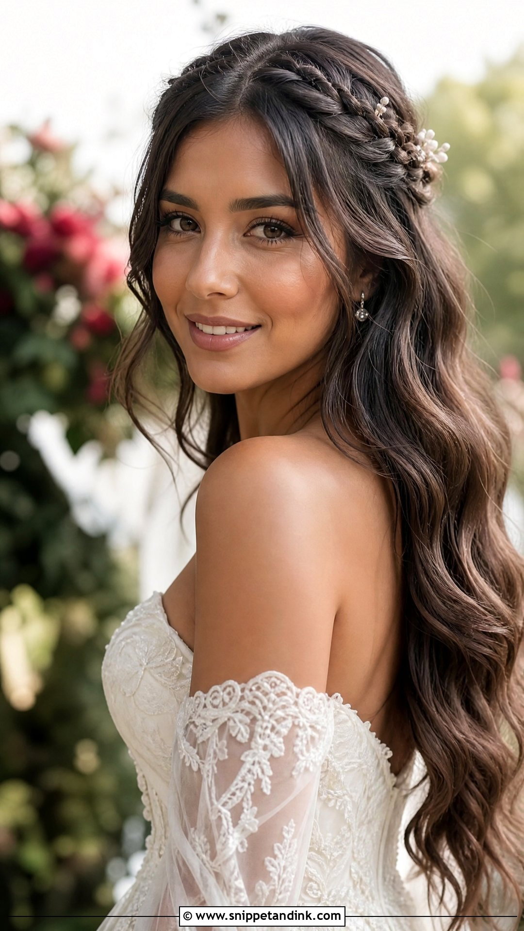 Loose Waves With Braided Accents - Snippet and Ink - 20 Long Hair Bridal Waves