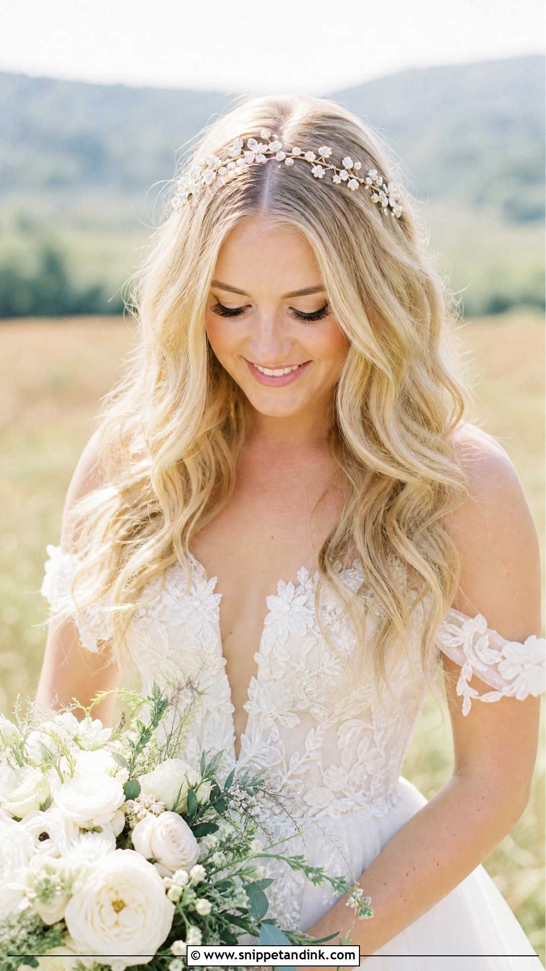 Loose Waves With Center Part - Snippet and Ink - 20 Country Wedding Hairstyles