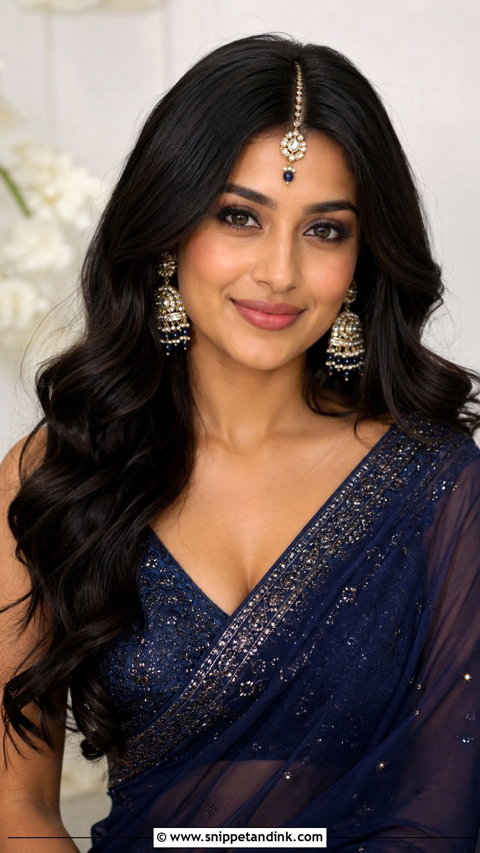 Loose Waves With Center Parting - Snippet and Ink - 20 Hindu Bridal Hairstyles