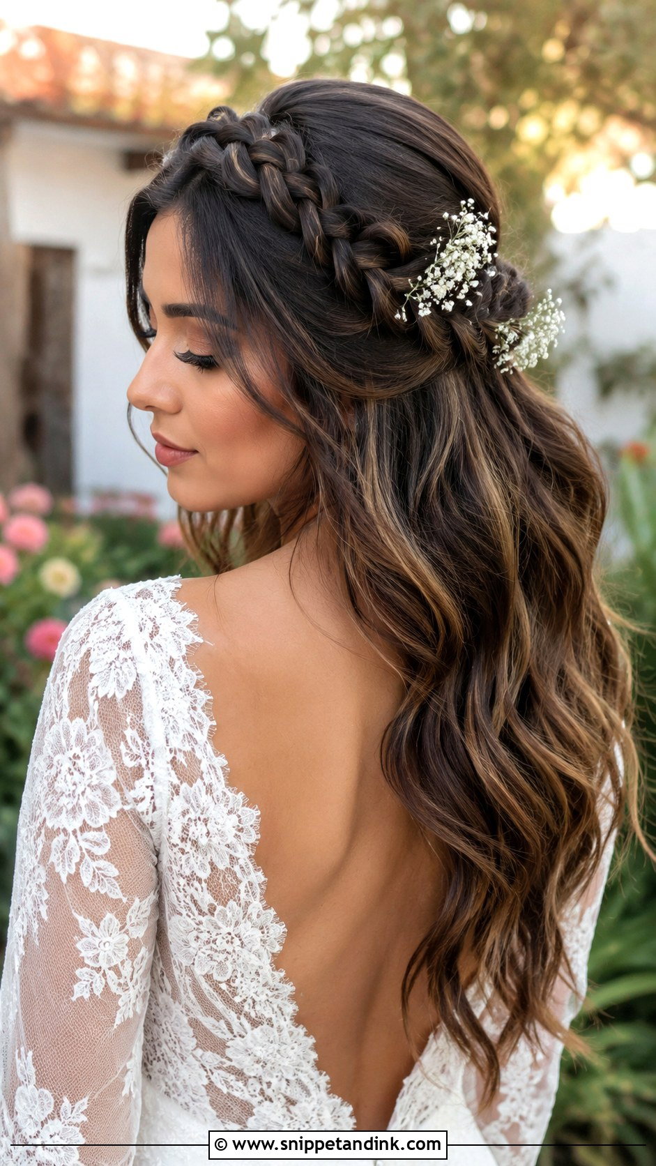 Loose Waves With Fishtail Braid Crown - Snippet and Ink - 20 Loose Waves Wedding Hair