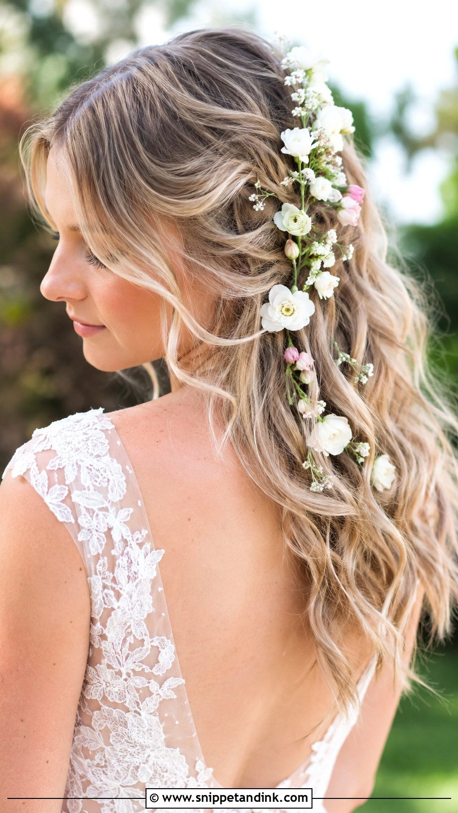 Loose Waves With Floral Pins - Snippet and Ink - 20 Loose Waves Wedding Hair