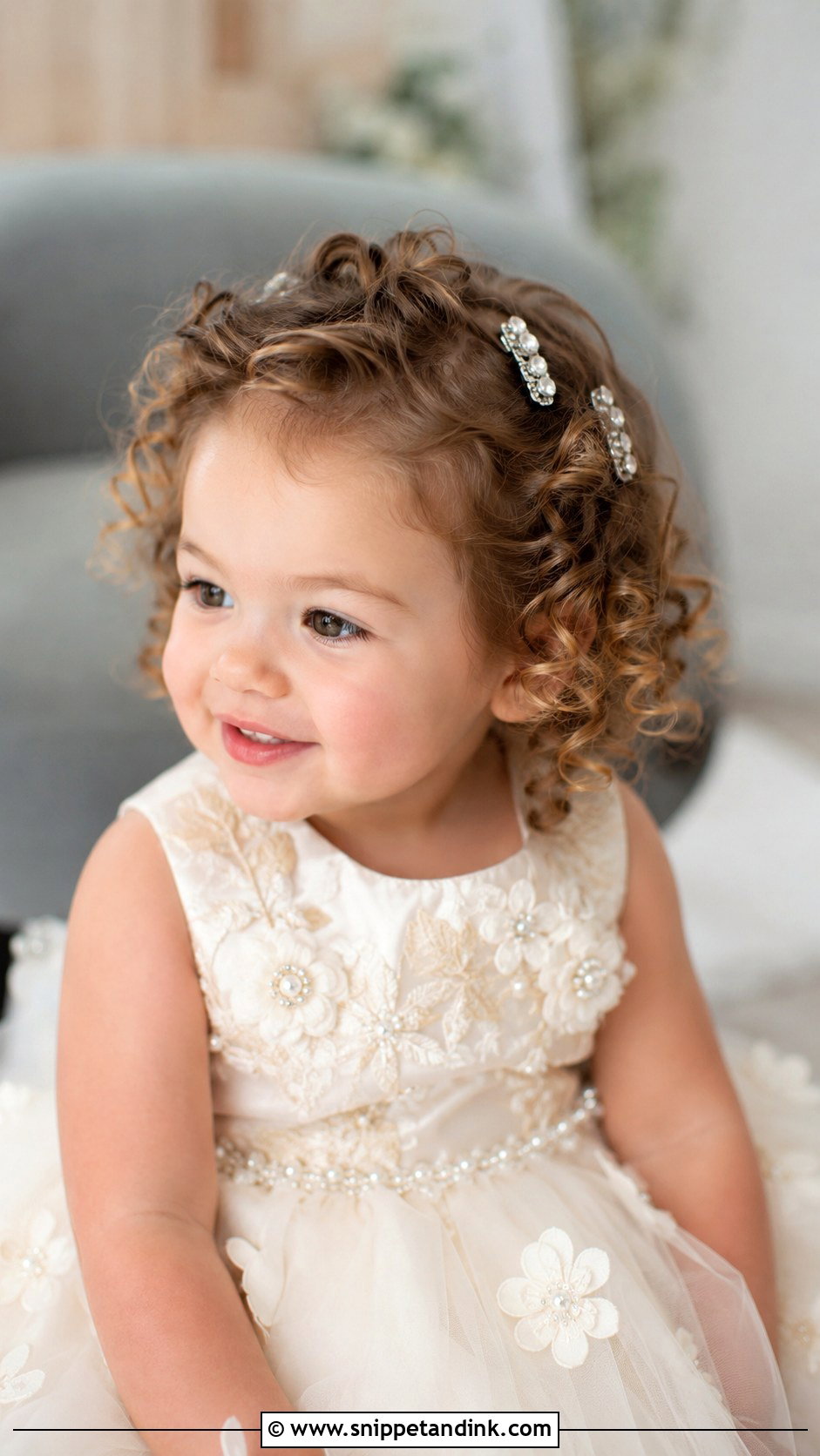 Loose Waves With Flower Pins - Snippet and Ink - 25 Toddler Wedding Hairstyles