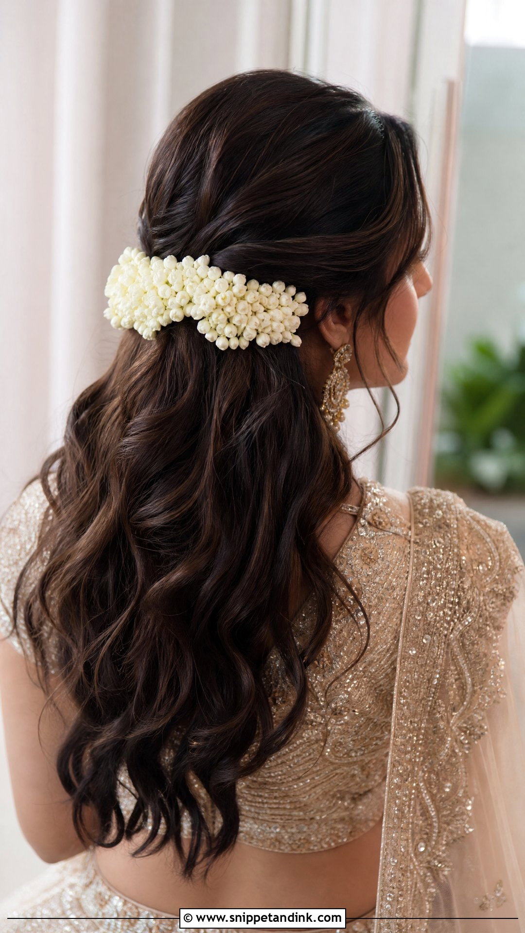 Loose Waves With Gajra - Snippet and Ink - 20 Hair Gajra Ideas