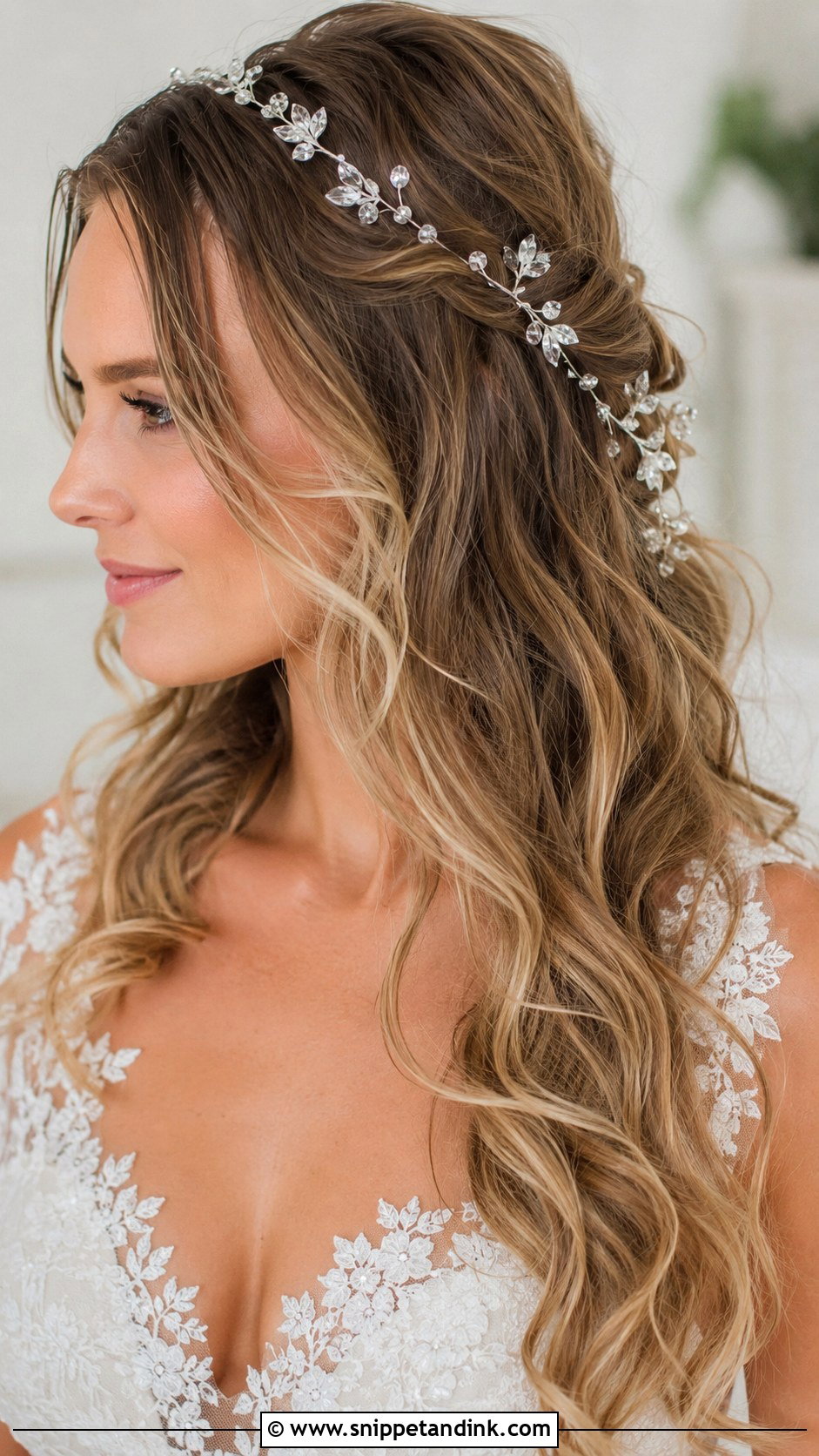Loose Waves With Hair Vine - Snippet and Ink - 25 Hairstyles for Short Hair for Wedding