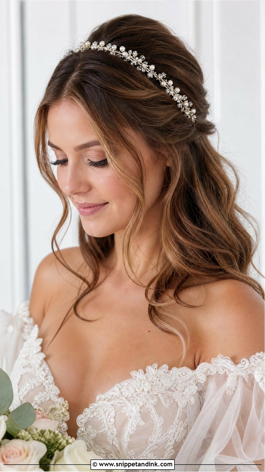 Loose Waves With Headband - Snippet and Ink - 20 Wedding Hair Short Length Ideas