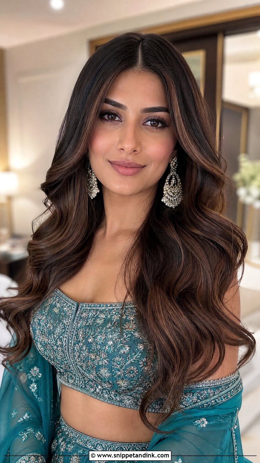 Loose Waves With Lehenga - Snippet and Ink - 20 Hairstyle with Lehnga on Wedding Ideas