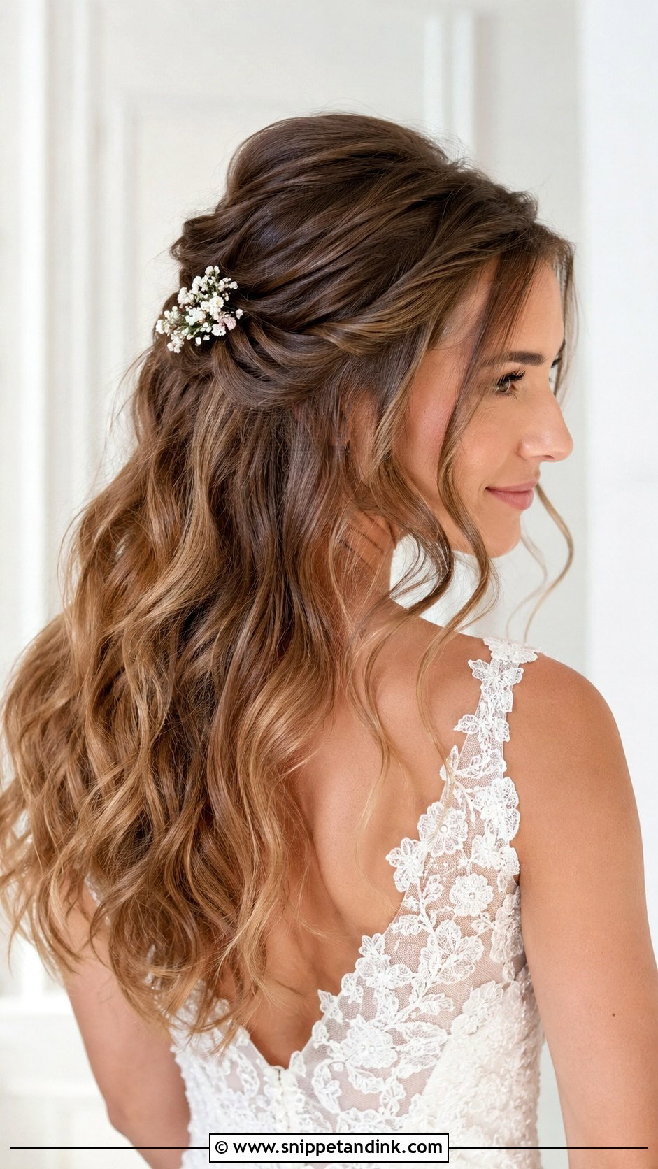 Loose Waves With Low Crown Twist - Snippet and Ink - 20 Simple Wedding Hair Down Loose Waves