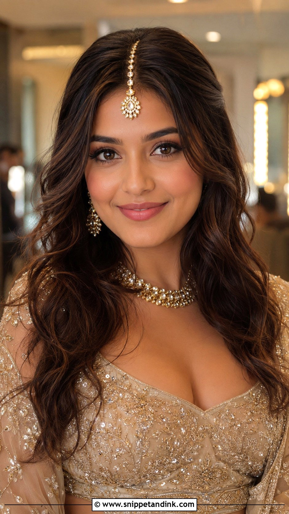 Loose Waves With Maang Tikka - Snippet and Ink - 15 Maangtikka Hairstyles