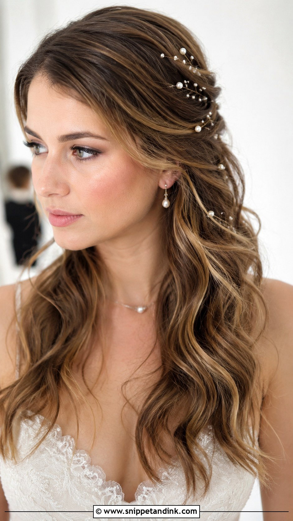 Loose Waves With Pearl Accessories - Snippet and Ink - 20 Loose Waves Wedding Hair