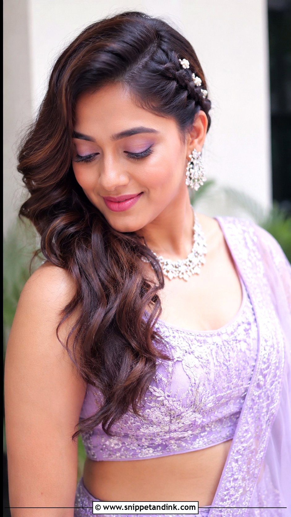 Loose Waves With Side Braid - Snippet and Ink - 20 Indian Bridal Hair Ideas
