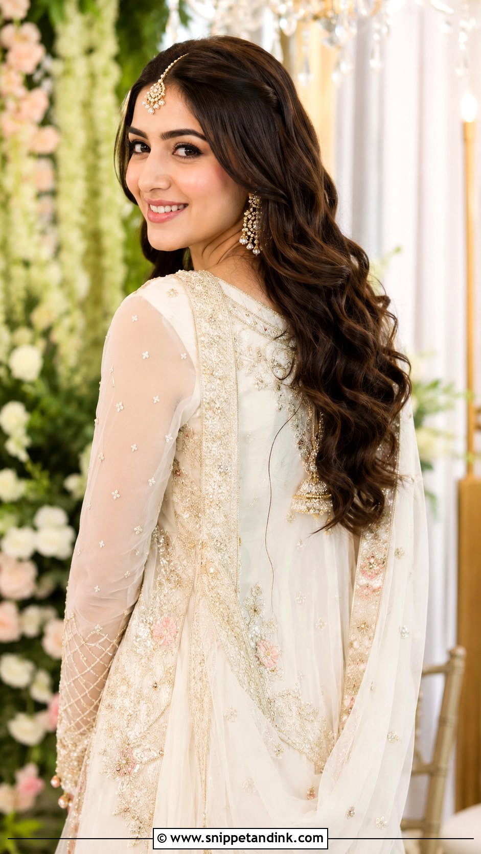 Loose Waves With Side Dupatta - Snippet and Ink - 20 Pakistani Bridal Hairstyles