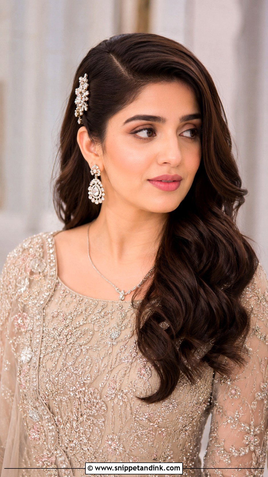 Loose Waves With Side Parting - Snippet and Ink - 25 Indian Wedding Hairstyles for Long Hair