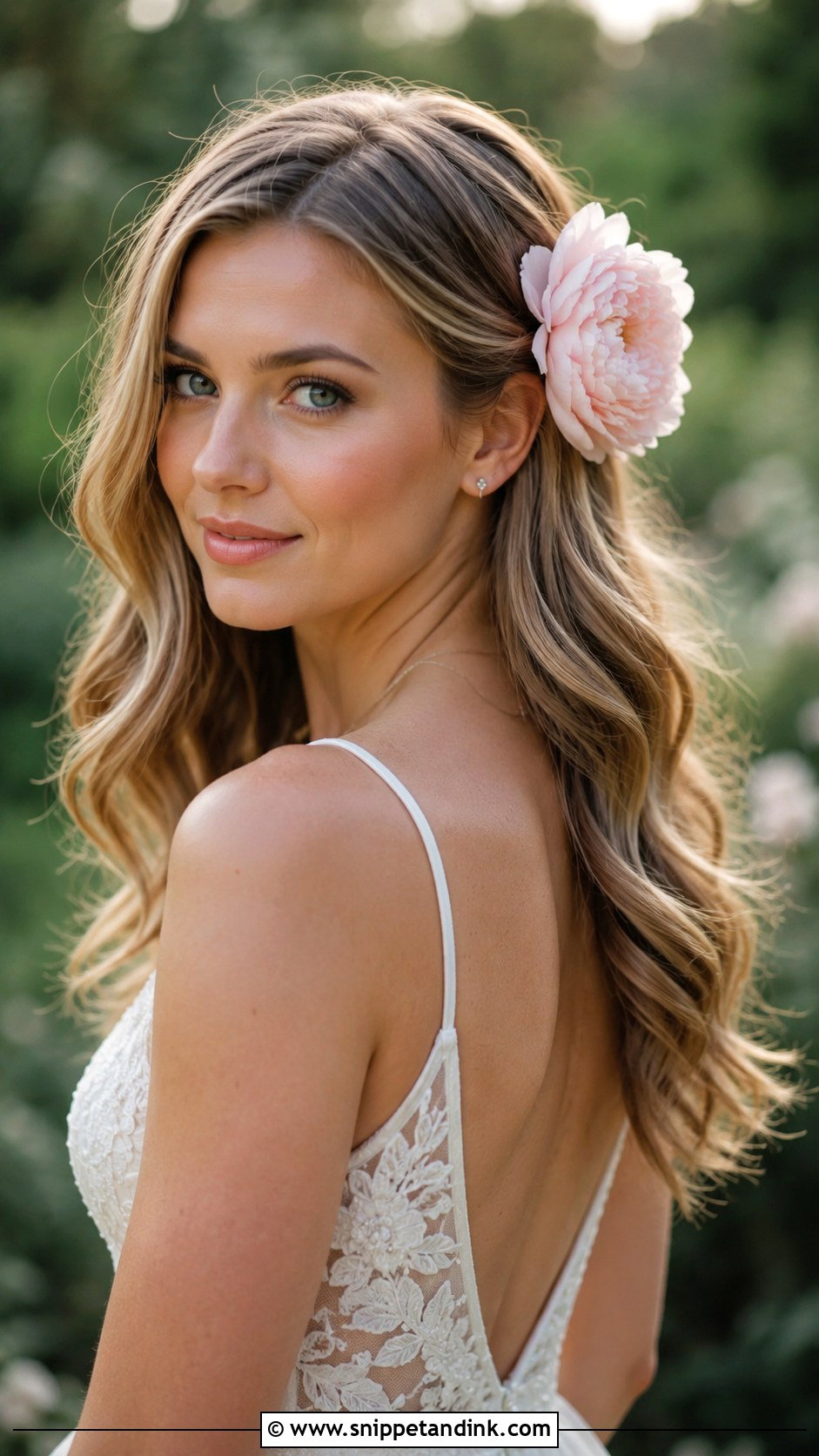 Loose Waves With Single Statement Flower - Snippet and Ink - 20 Wedding Hairstyles Flowers