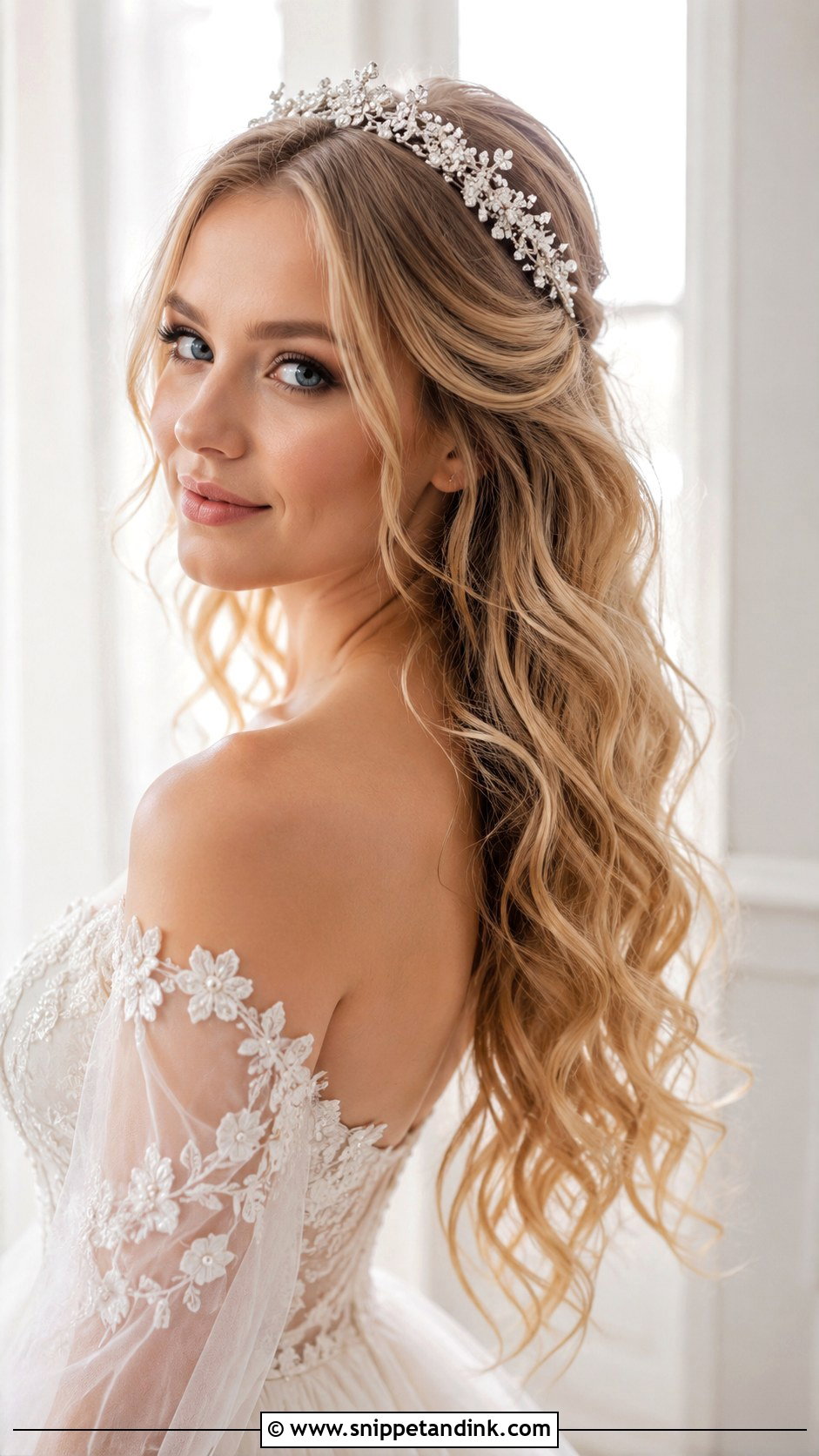 Loose Waves With Tiara - Snippet and Ink - 30 Wedding Hairstyles with Crown