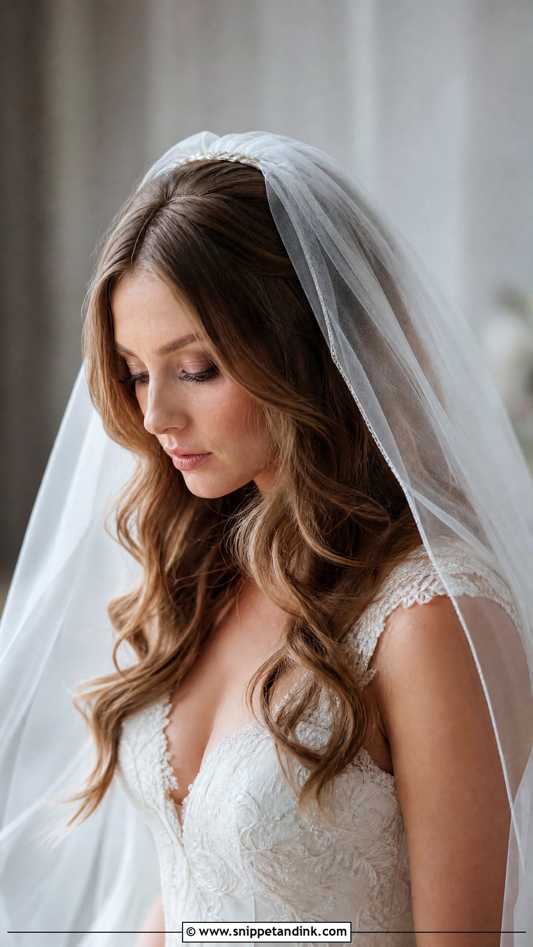 Loose Waves With Veil - Snippet and Ink - 20 Medium Length Bride Hairstyles