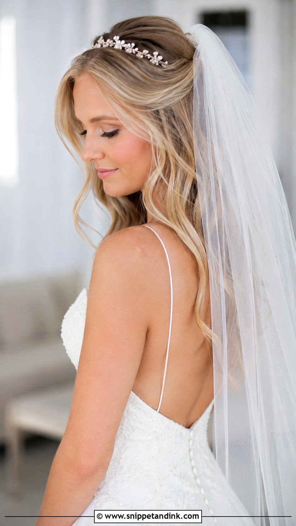Loose Waves With Veil - Snippet and Ink - 20 Simple Wedding Hair Down Loose Waves