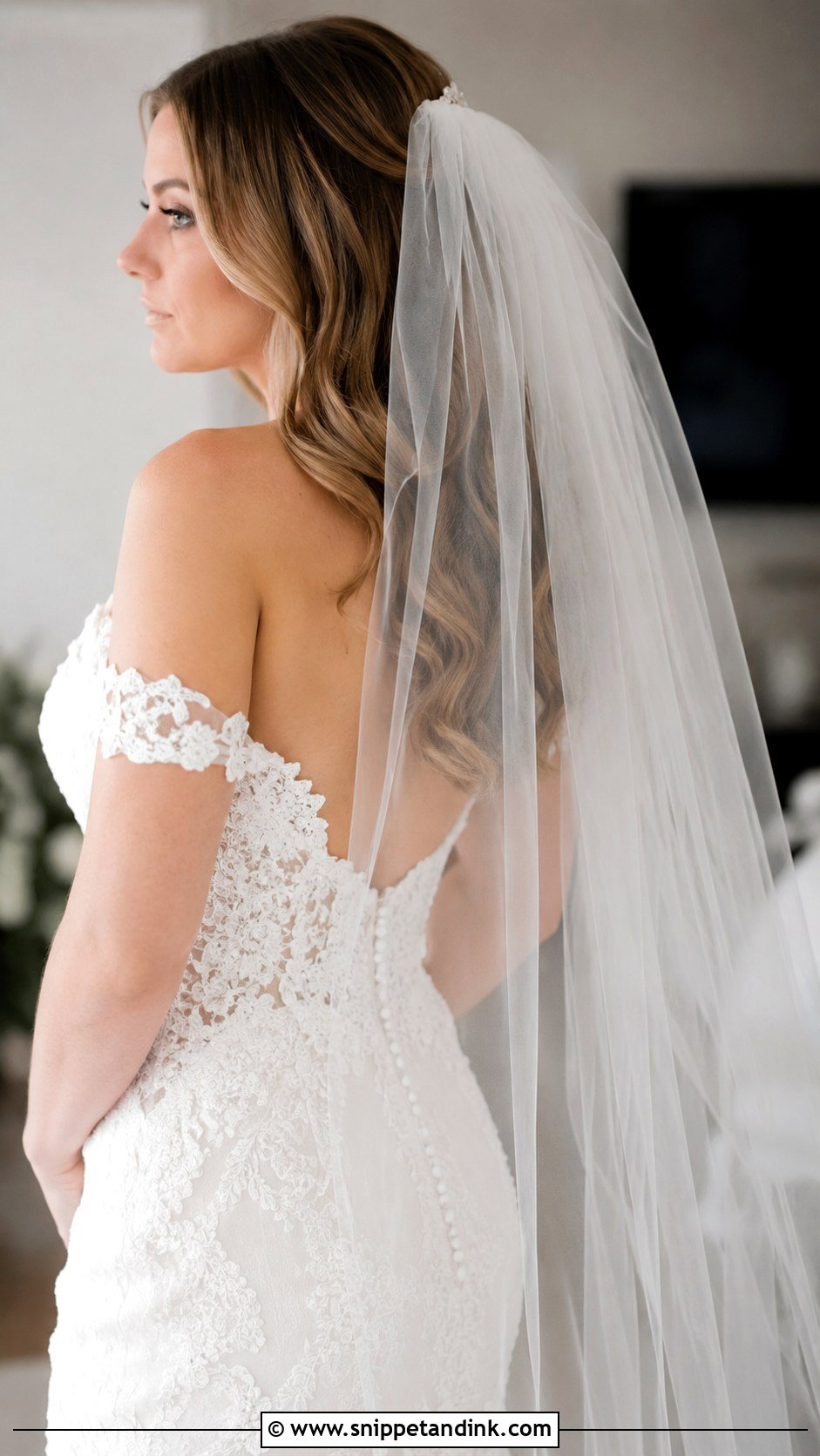 Loose Waves With a Cathedral Veil - Snippet and Ink - 25 Veil Hair Down Ideas