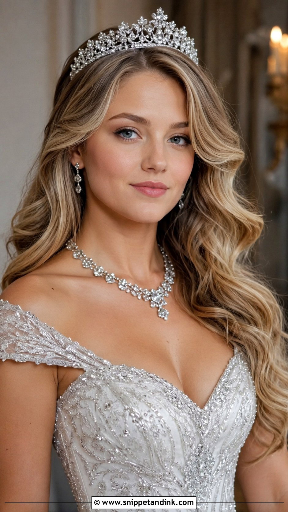 Loose Waves with Tiara or Headband - Snippet and Ink - 20 Loose Bridal Hair Ideas