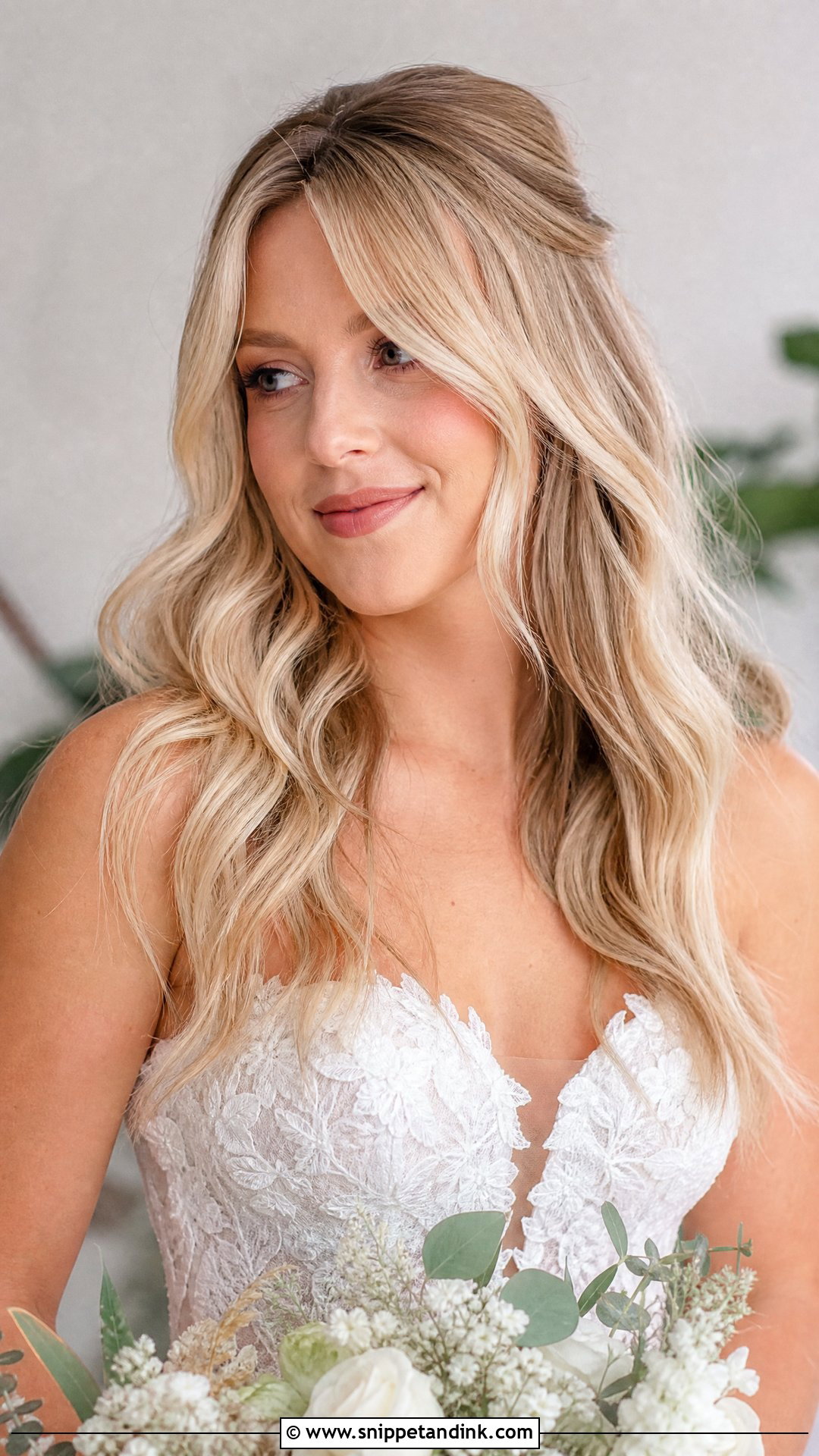 Loose Wavy Bridal Hair with Curtain Bangs - Snippet and Ink - 20 Wedding Hairstyles with Curtain Bangs