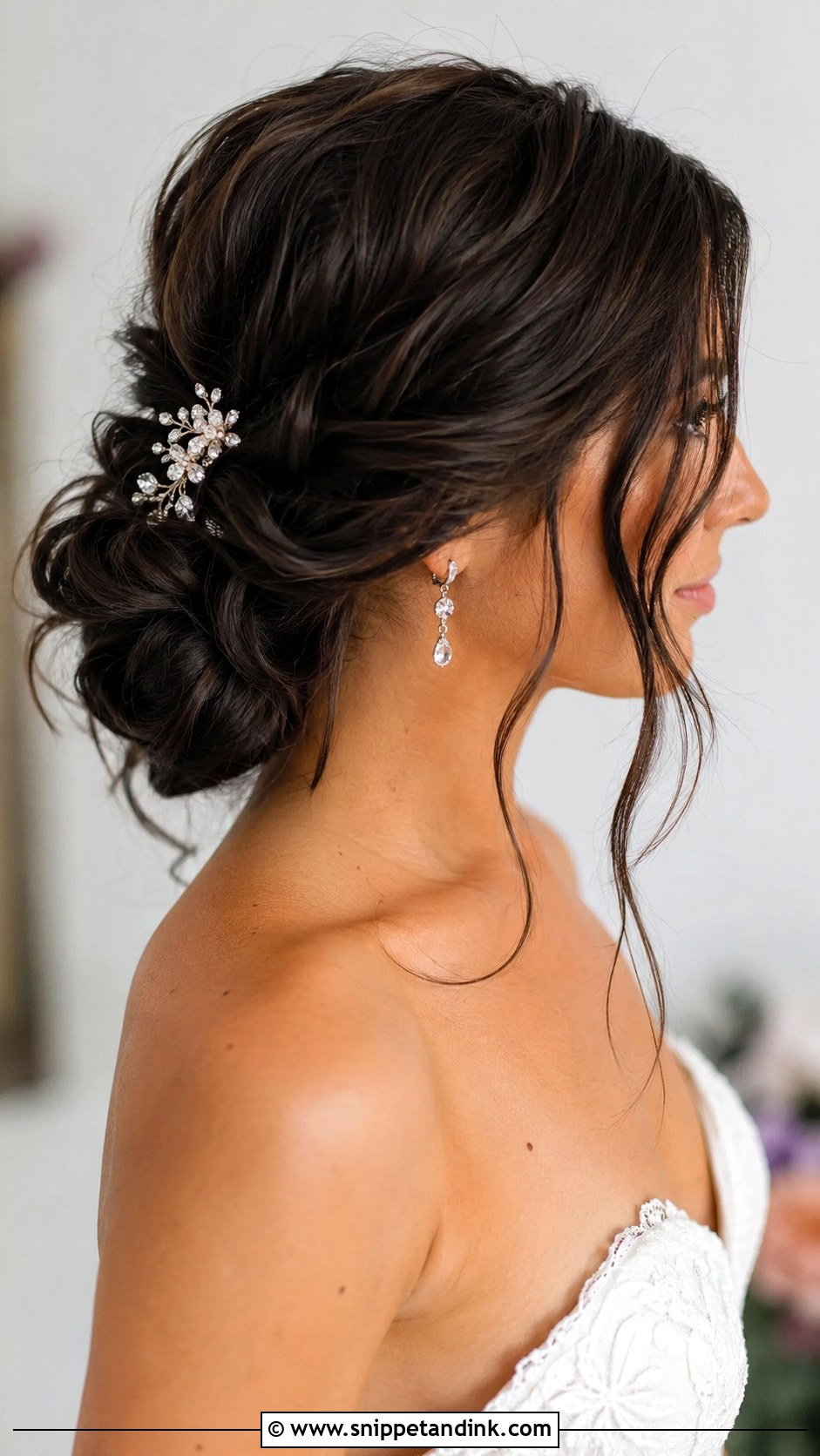 Loose Wavy Chignon for Wedding - Snippet and Ink - 25 Wavy Hairstyles for Wedding