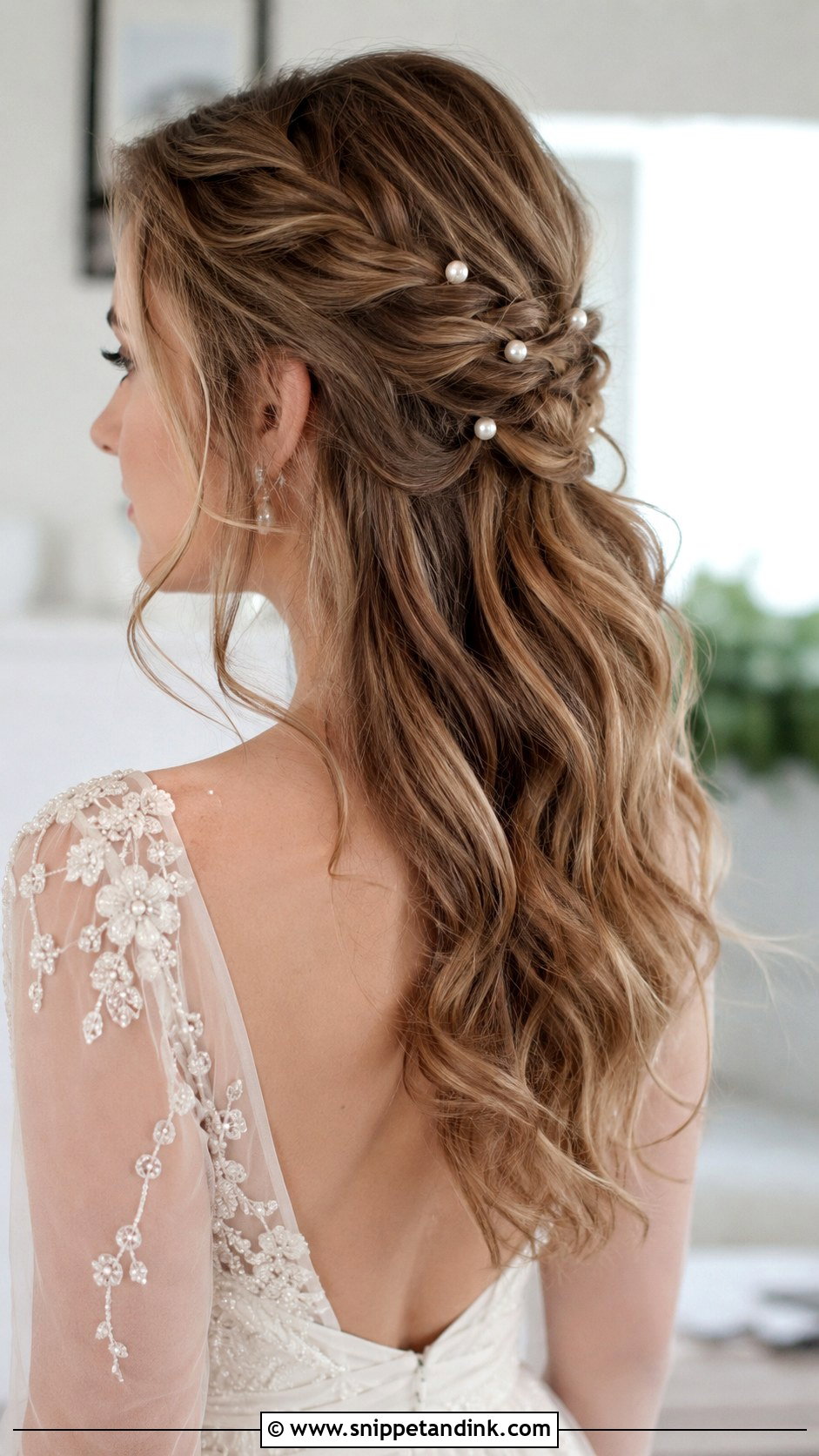 Loose Wavy Half Up with Braids - Snippet and Ink - 20 Loose Bridal Hair Ideas