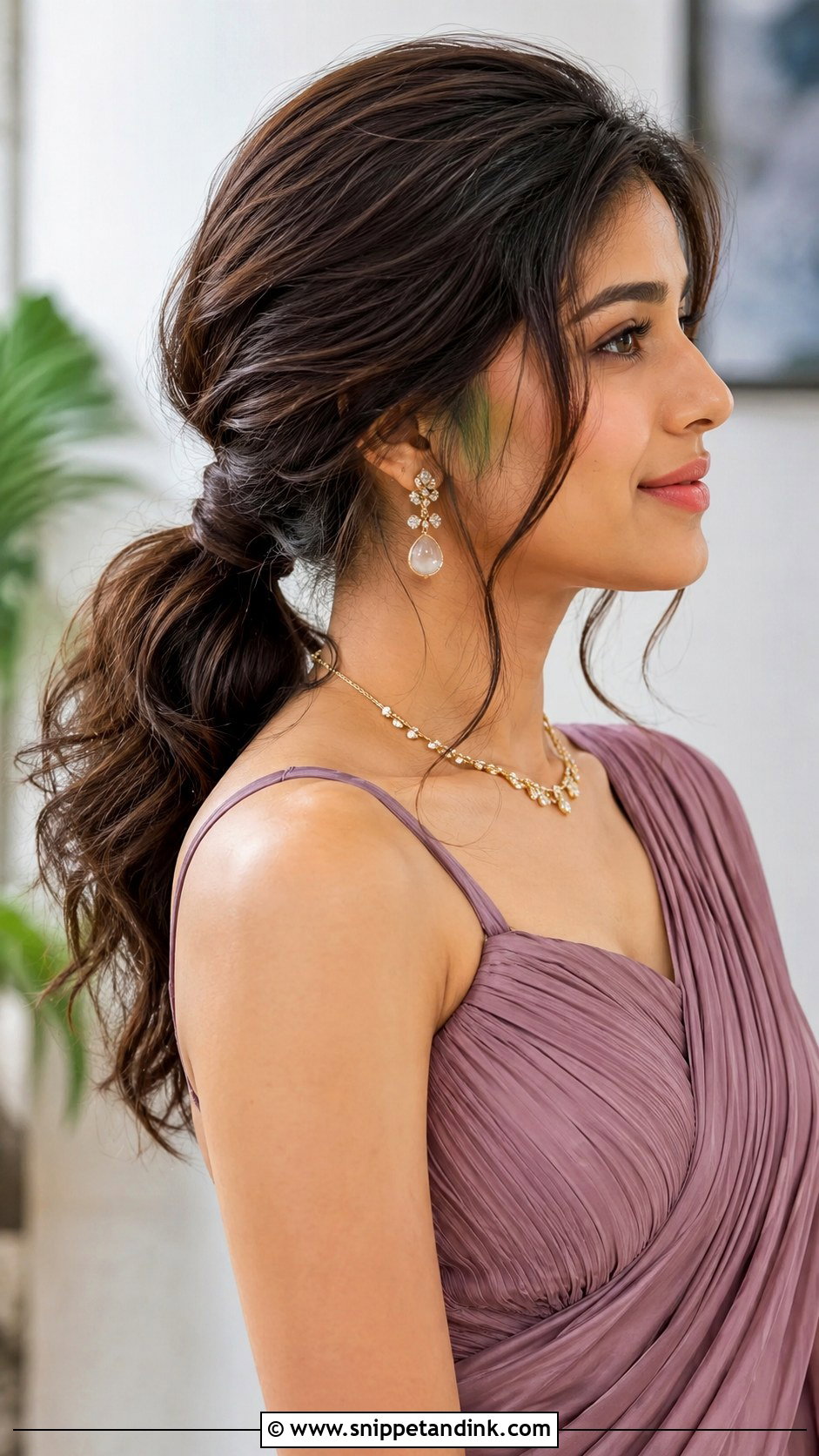 Loose Wavy Low Ponytail - Snippet and Ink - 30 Indian Wedding Hairstyles