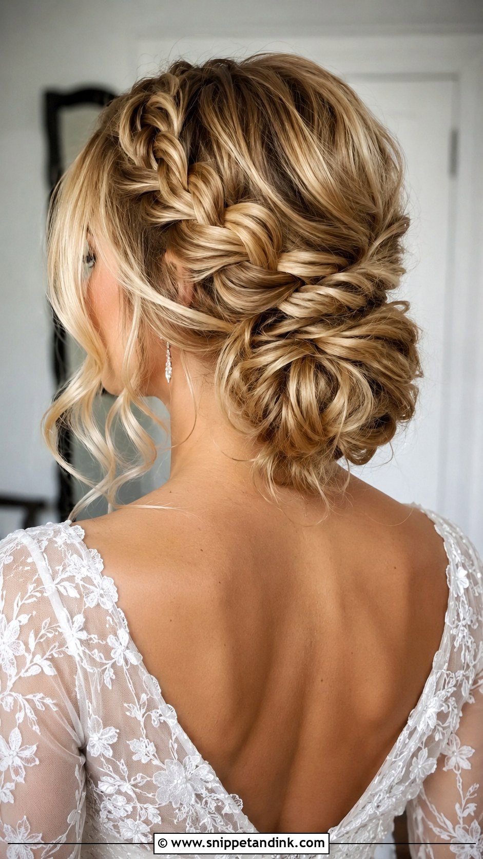 Loose Wedding Bun With Braid - Snippet and Ink - 20 Loose Wedding Bun Ideas
