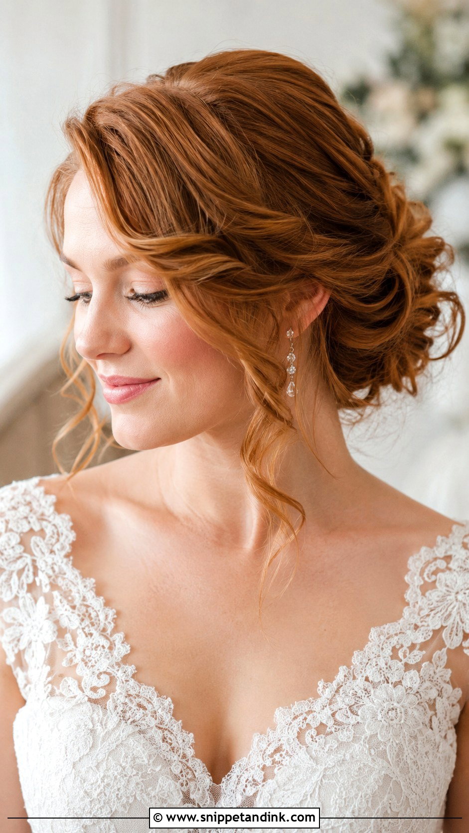 Loose Wedding Bun With Side Part - Snippet and Ink - 20 Loose Wedding Bun Ideas
