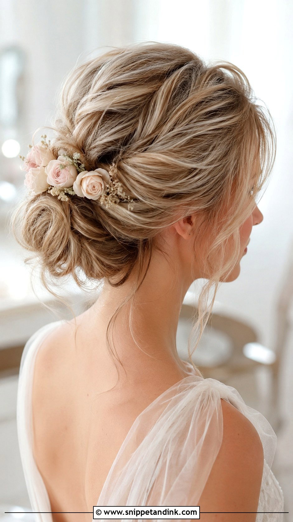 Loose Wedding Updo With Flowers - Snippet and Ink - 15 Wedding Hairstyles for Long Hair with Flowers