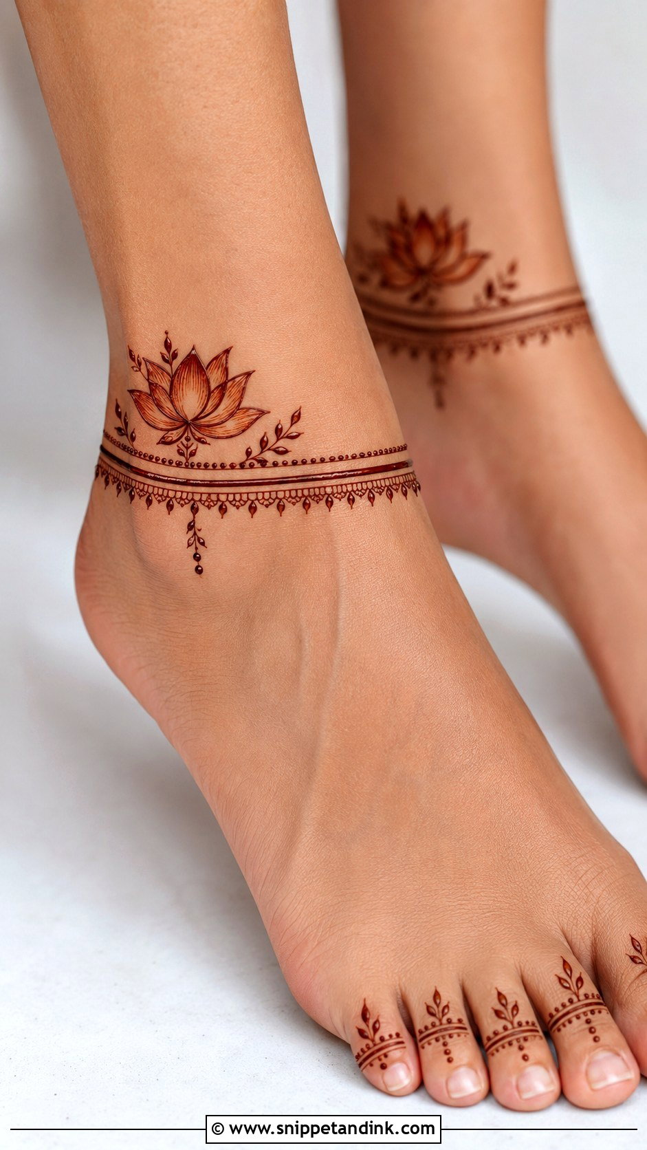 Lotus Ankle Mehndi Design - Snippet and Ink - 35 Lotus Mehndi Design Ideas