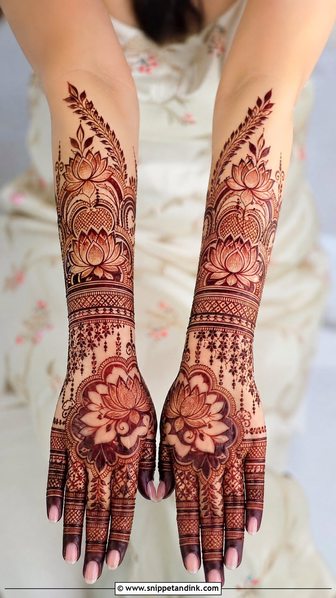 Lotus Back Bridal Mehndi Design - Snippet and Ink - 25 Back Bridal Mehndi Designs