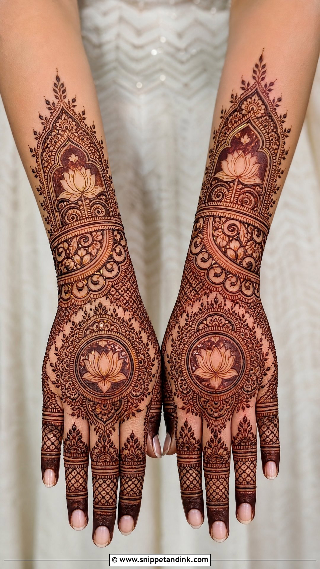 Lotus Back Hand Bridal Engagement Mehndi Design - Snippet and Ink - 20 Back Bridal Engagement Mehndi Designs