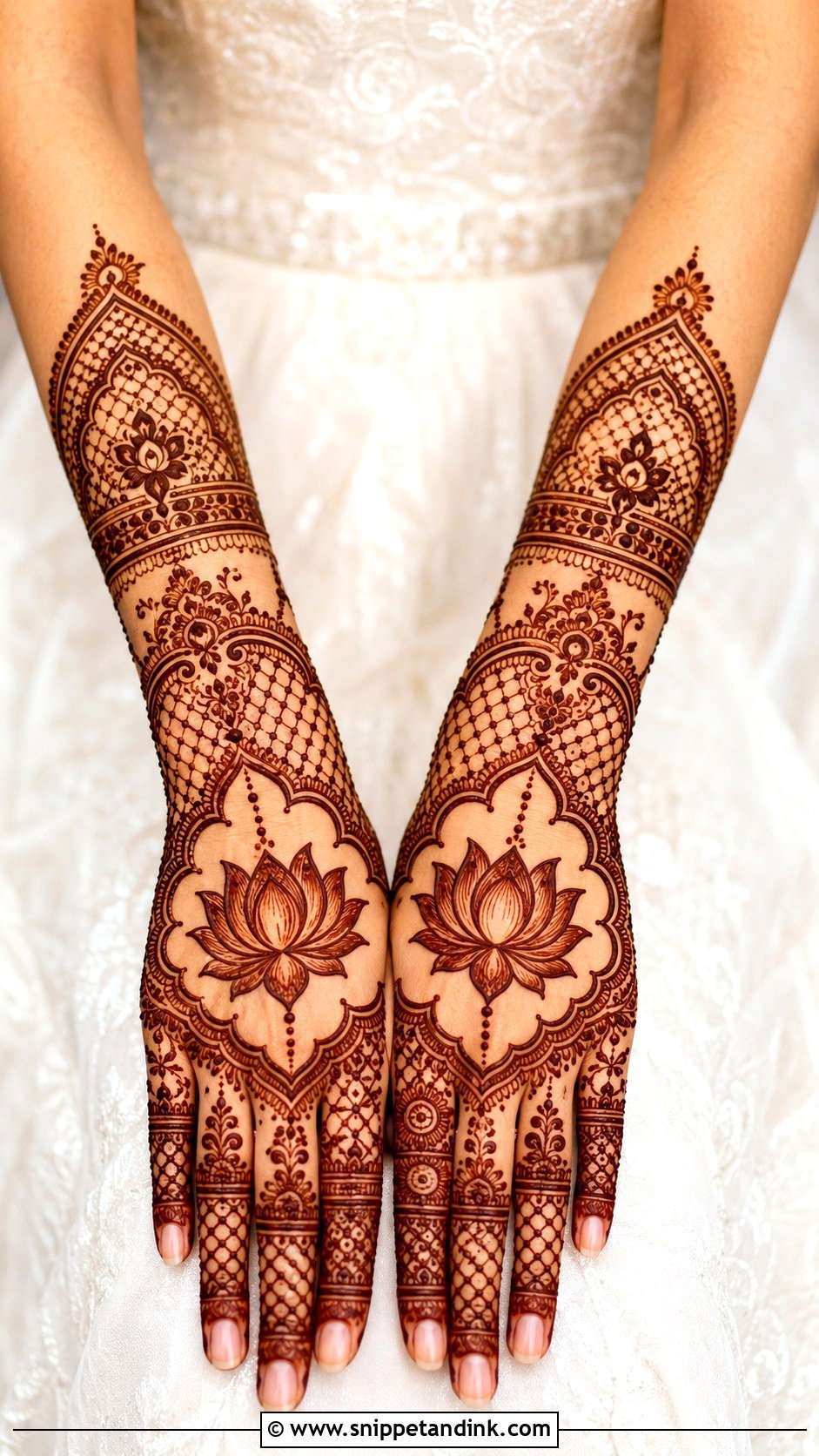 Lotus Back Hand Bridal Mehndi Design - Snippet and Ink - 30 Lotus Flower Mehndi Design Ideas