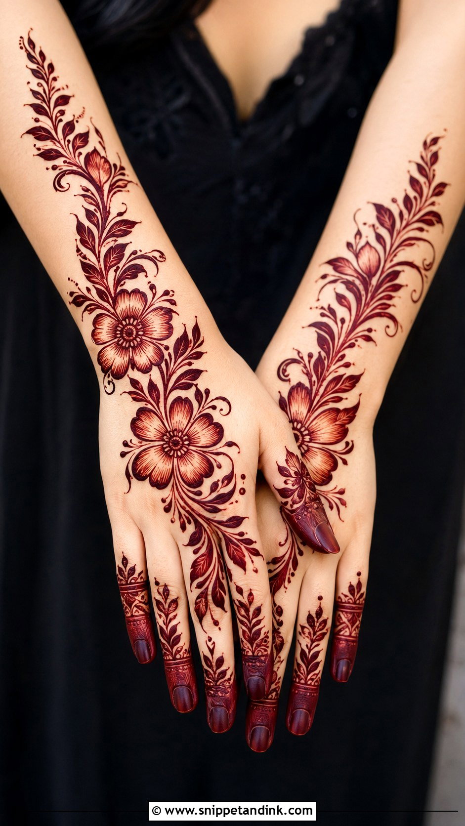 Lotus Back Hand Bridal Mehndi Design - Snippet and Ink - 30 Back Hand Bridal Mehndi Designs