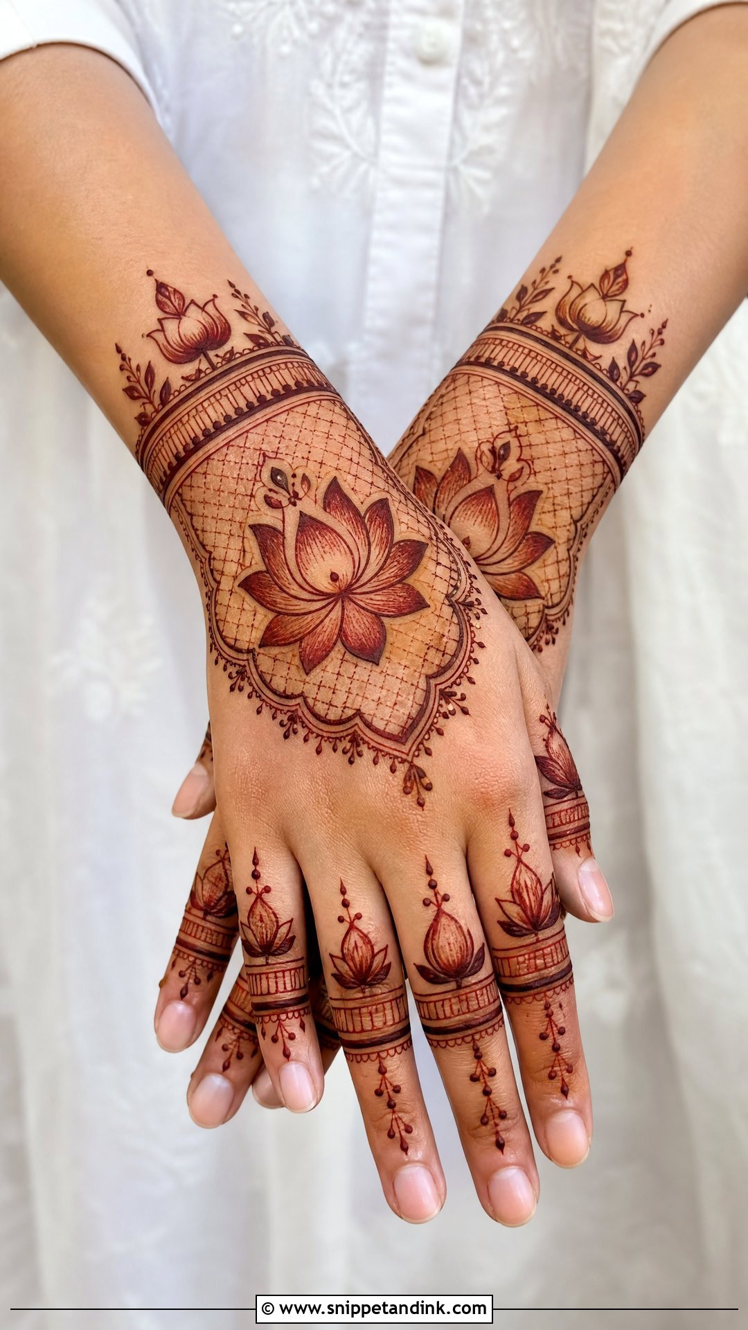 Lotus Back Hand Check Mehndi Design - Snippet and Ink - 30 Back Hand Check Mehndi Design Ideas