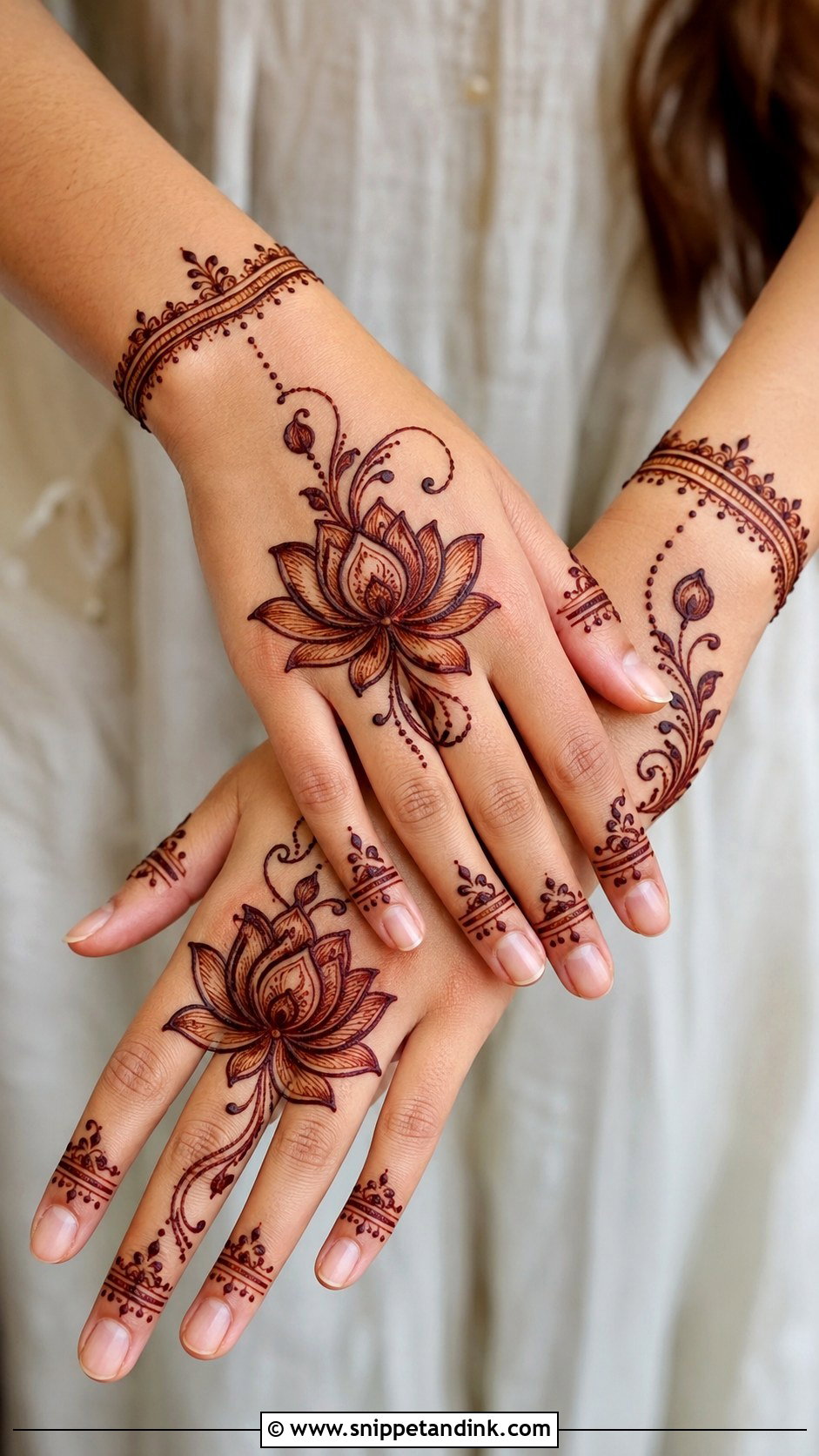 Lotus Back Hand Mehndi Design - Snippet and Ink - 30 Simple Back Hand Mehndi Design Ideas