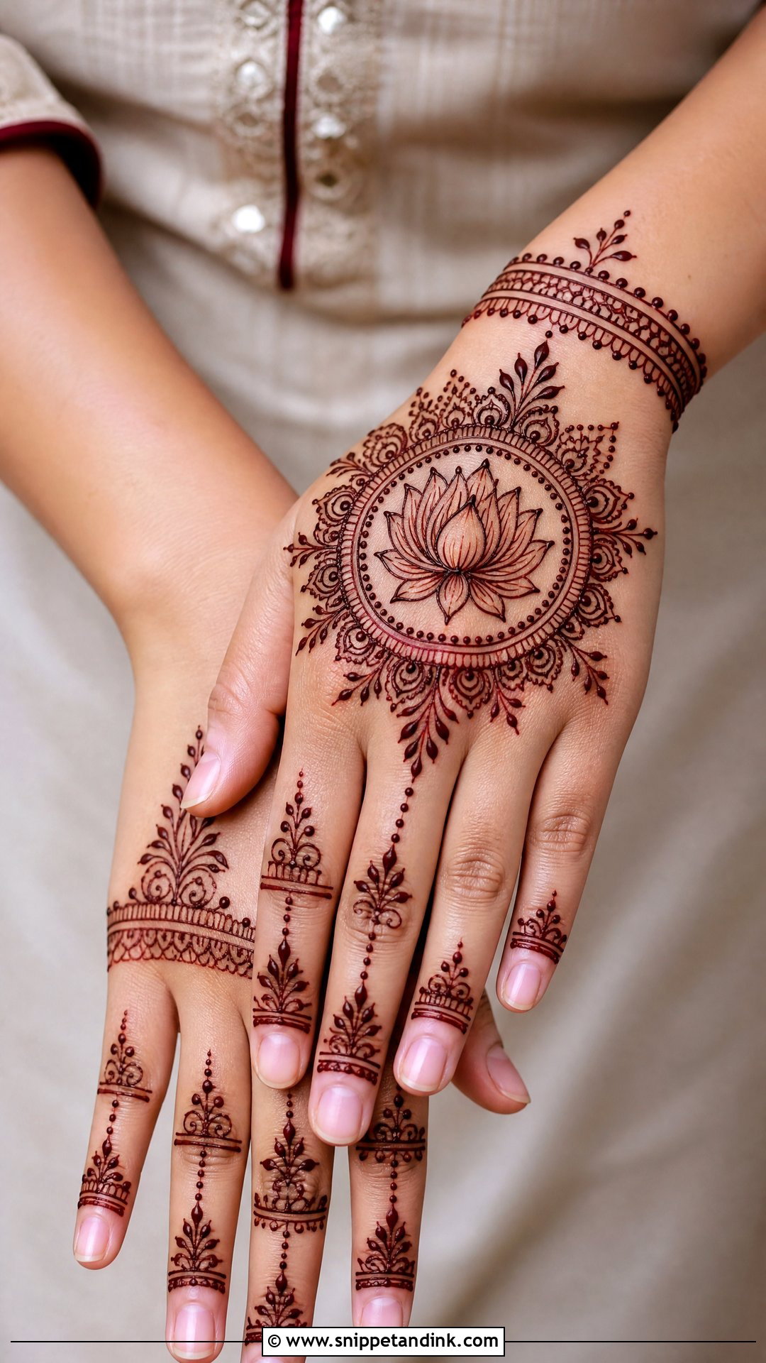 Lotus Back Hand Mehndi Design - Snippet and Ink - 35 Stylish Back Hand Mehndi Designs