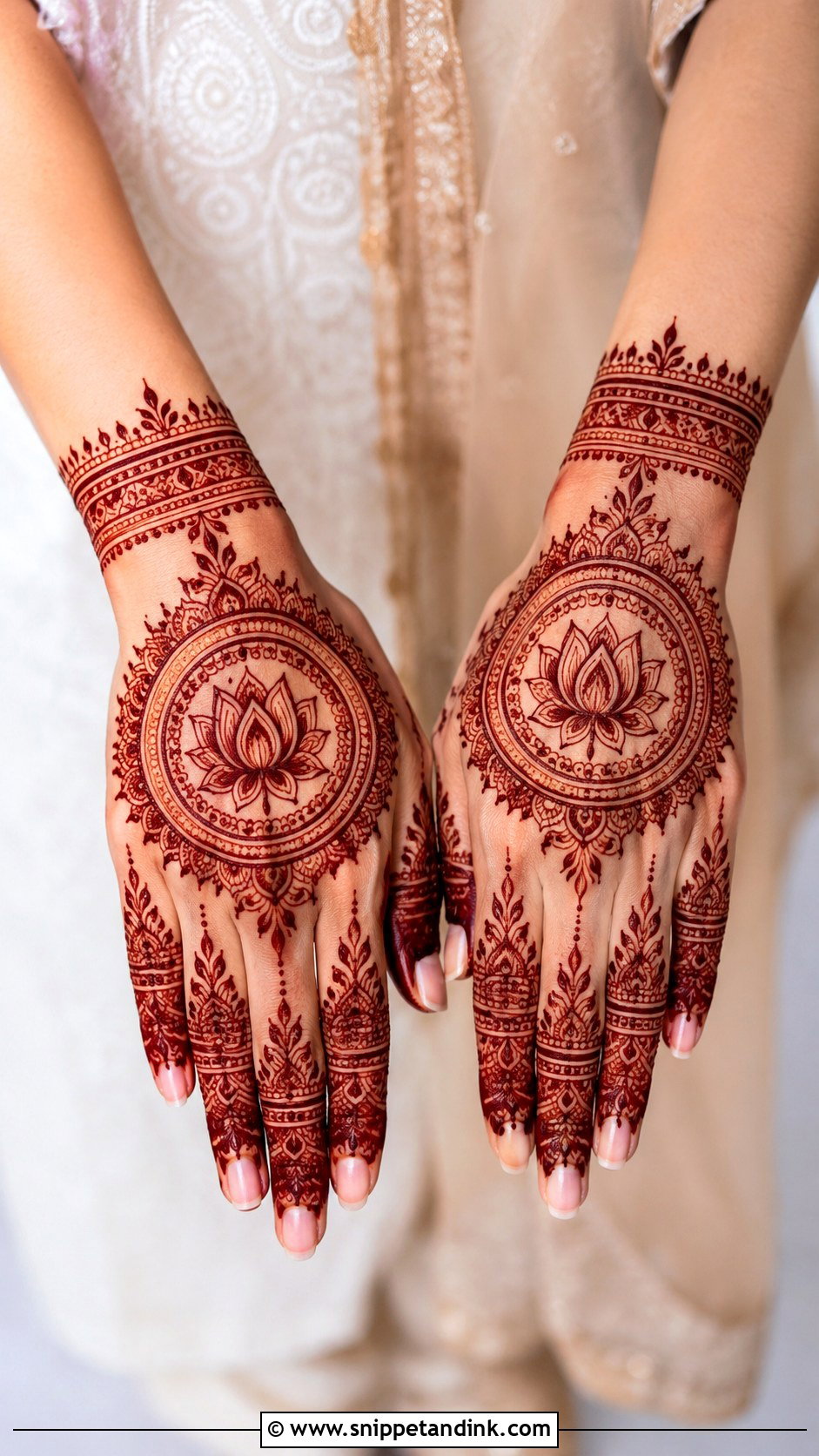 Lotus Back Hand Mehndi Design - Snippet and Ink - 35 Trendy Back Hand Mehndi Designs