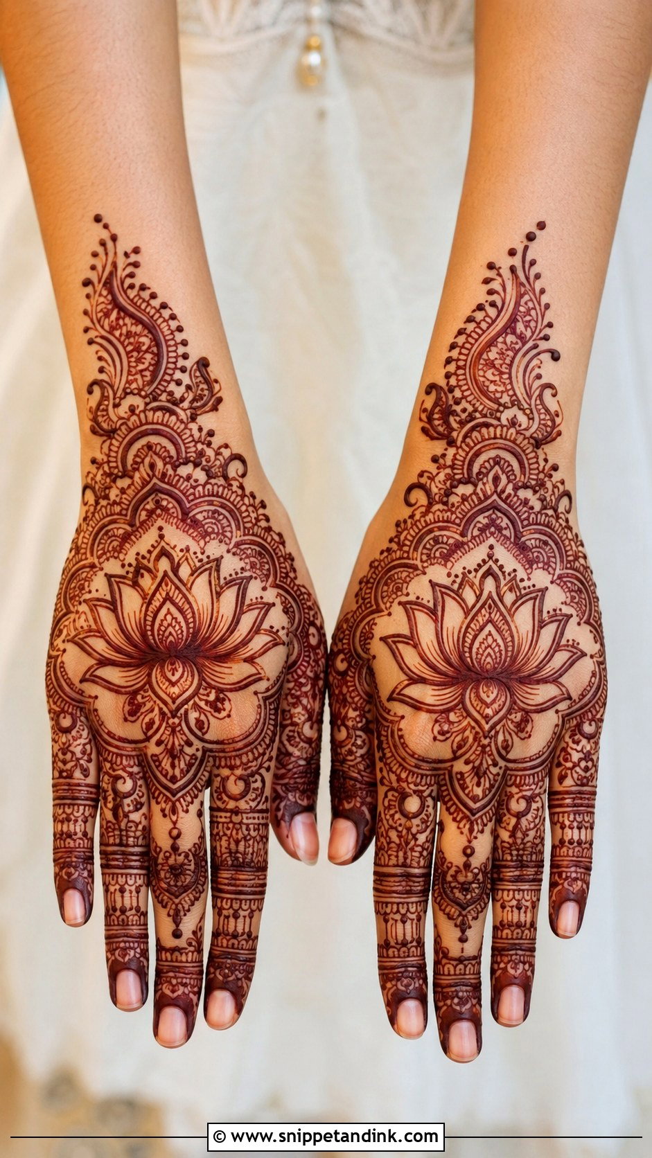 Lotus Back Hand Mehndi Design - Snippet and Ink - 30 Aesthetic Back Hand Mehndi Designs