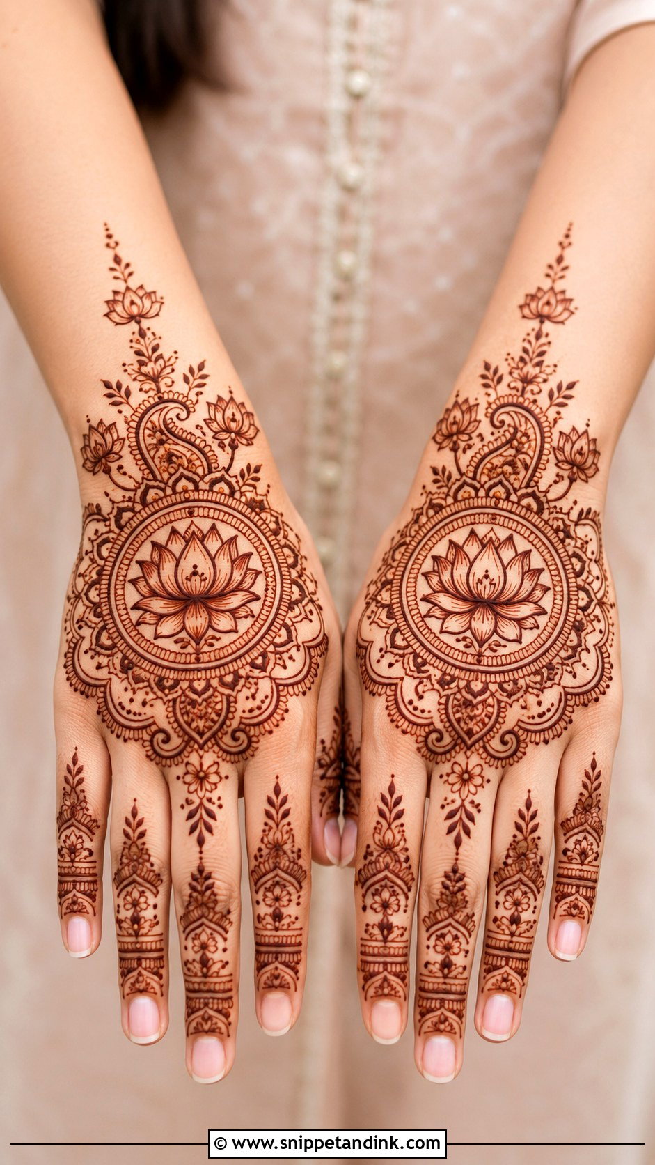 Lotus Backhand Mehndi Design - Snippet and Ink - 35 Latest Backhand Mehndi Designs