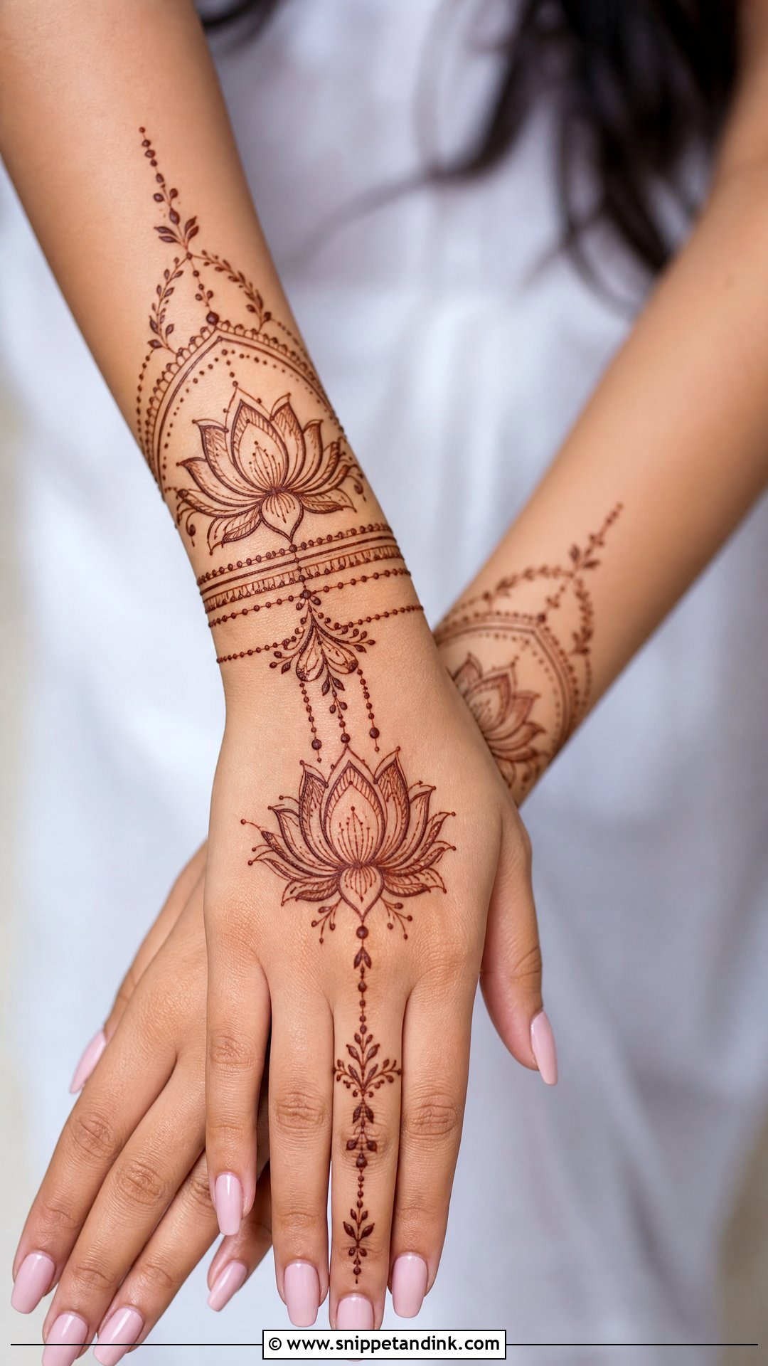 Lotus Bracelet Mehndi Design - Snippet and Ink - 30 Minimal Lotus Mehndi Design Ideas
