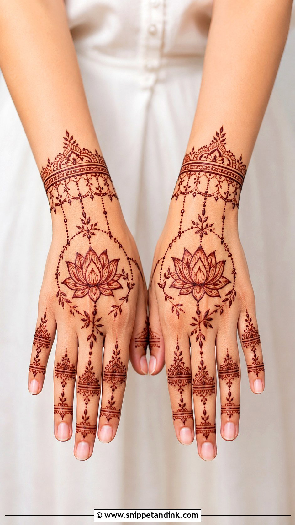 Lotus Bracelet Mehndi Design - Snippet and Ink - 35 Lotus Mehndi Design Ideas