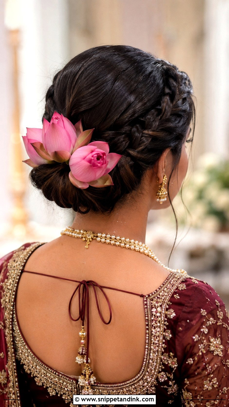 Lotus Braided Bun - Snippet and Ink - 20 Lotus Bridal Hairstyles
