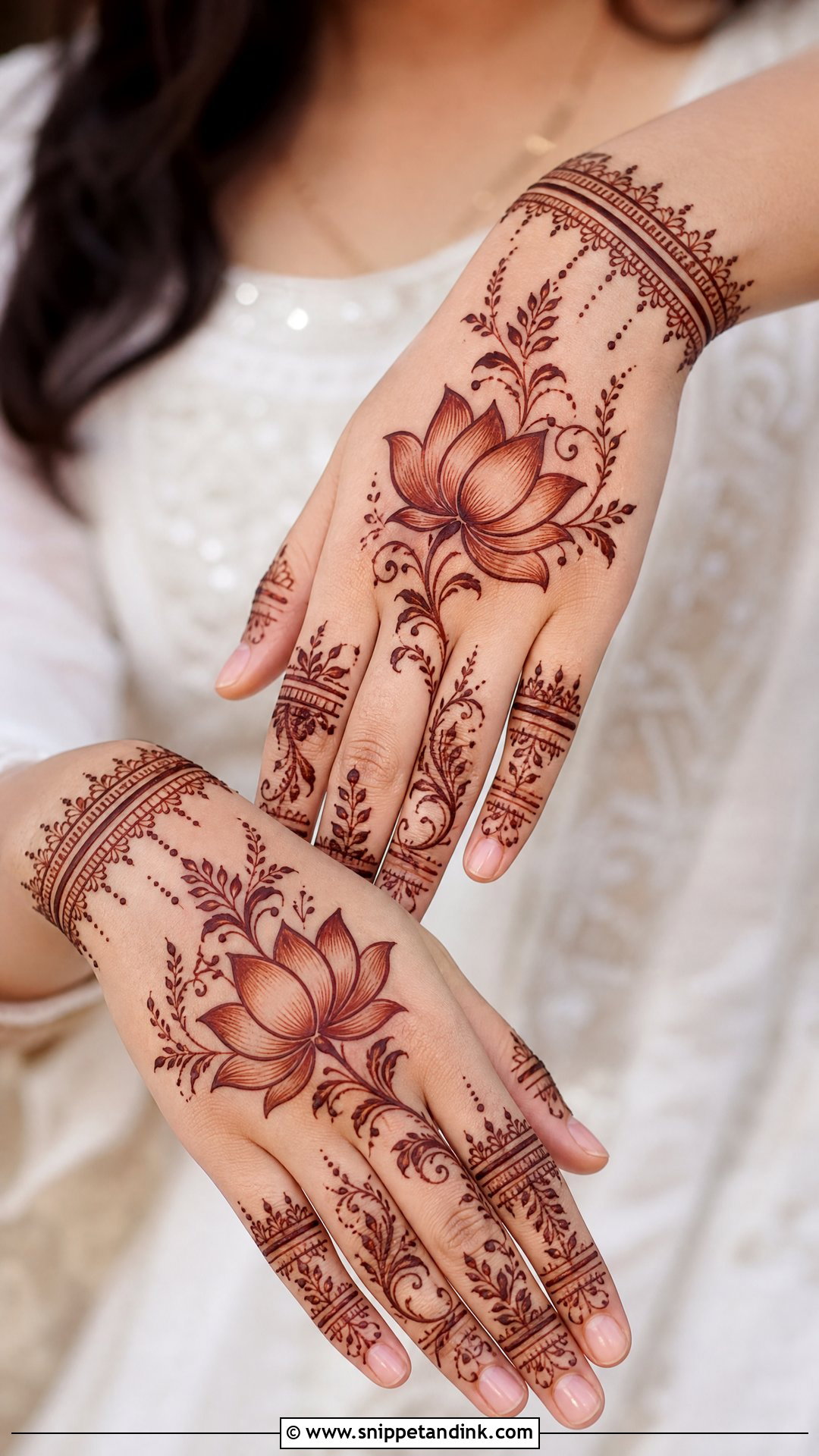 Lotus Bridal Back Hand Mehndi Design - Snippet and Ink - 25 New Bridal Back Hand Mehndi Designs