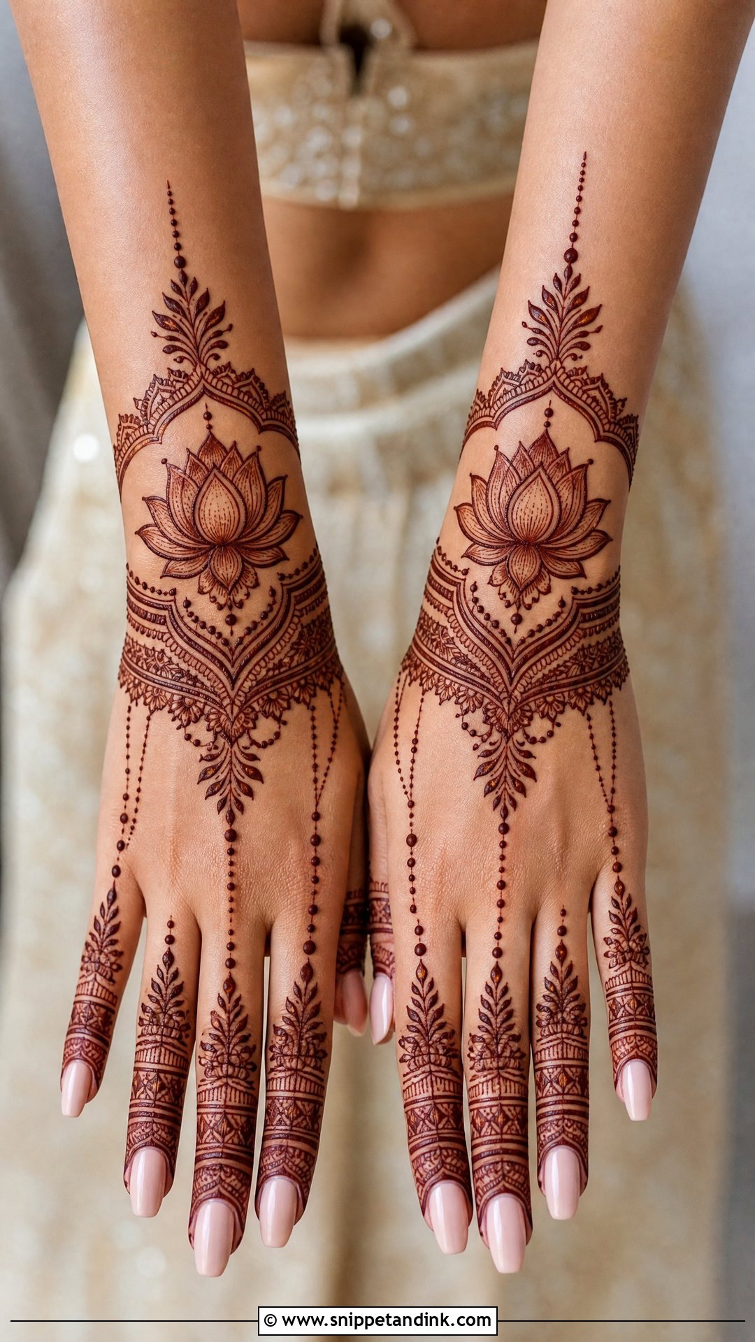 Lotus Bridal Back Side Mehndi Design - Snippet and Ink - 20 Bridal Back Side Mehndi Design Ideas