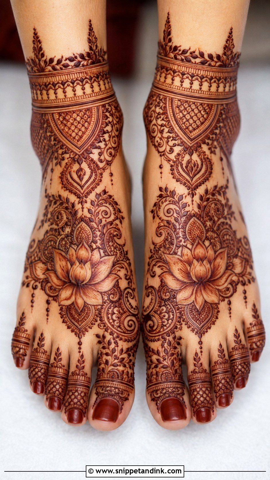 Lotus Bridal Feet Mehndi Design - Snippet and Ink - 35 Lotus Mehndi Design Ideas