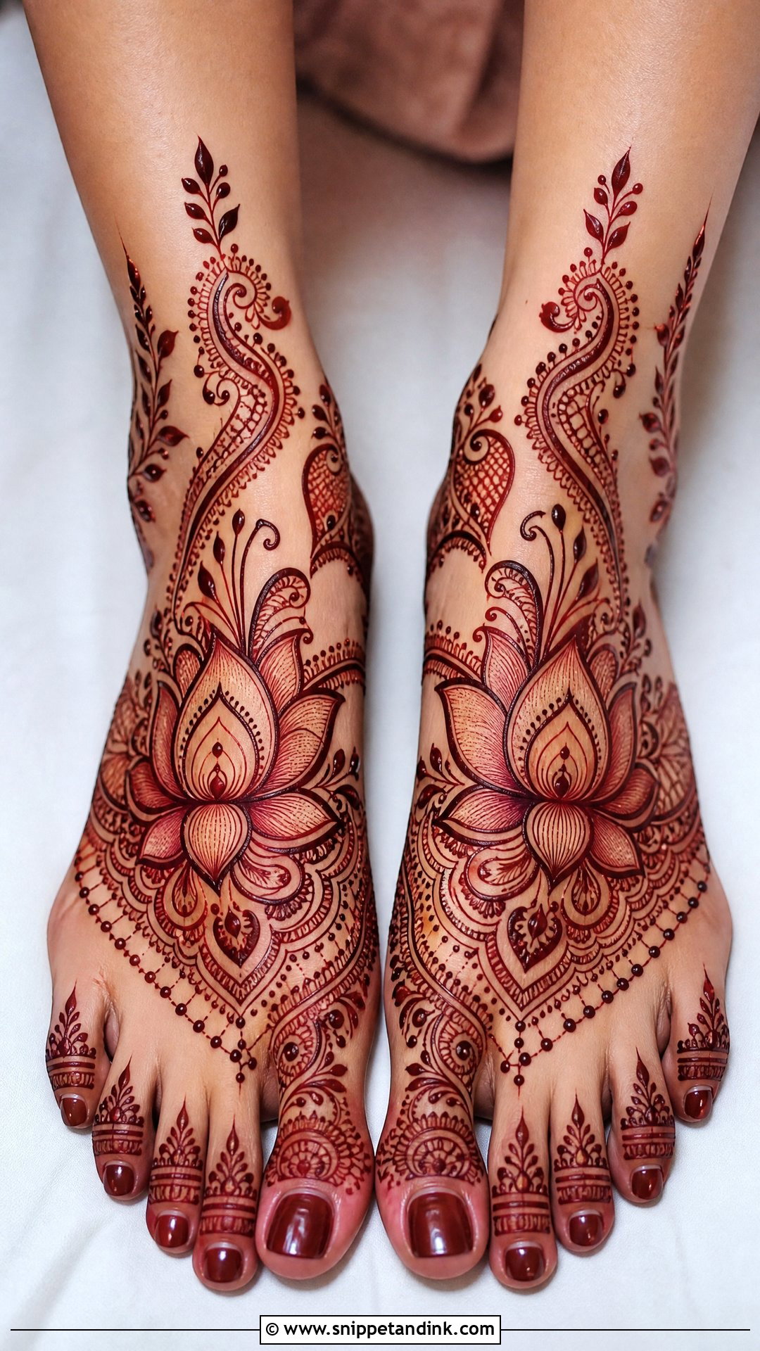 Lotus Bridal Feet Mehndi Design - Snippet and Ink - 30 Bridal Feet Mehndi Designs