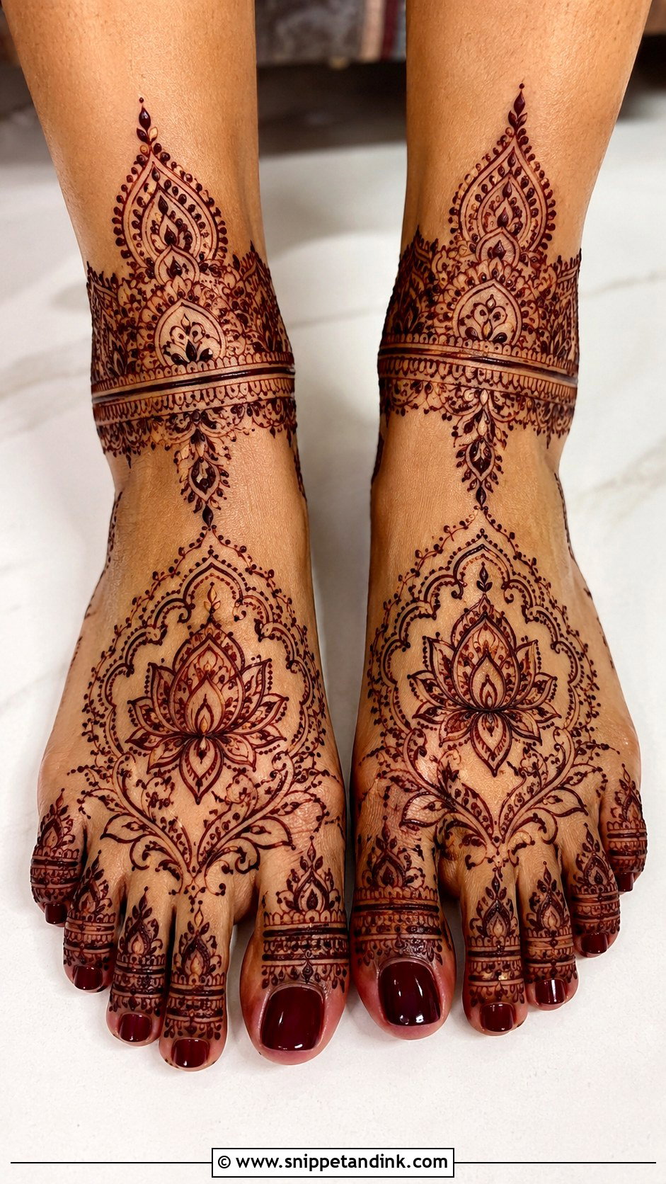 Lotus Bridal Foot Mehndi Design - Snippet and Ink - 30 Bridal Mehndi Designs for Foot