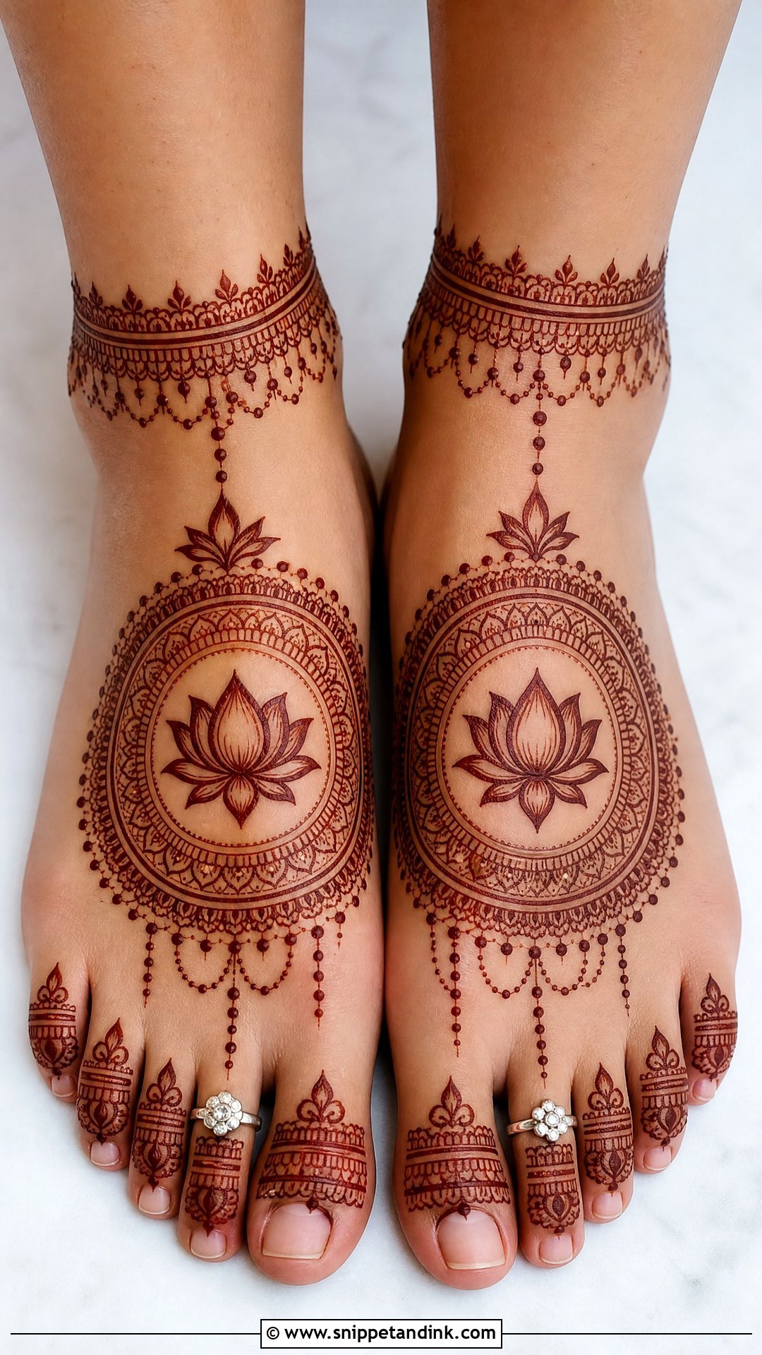 Lotus Bridal Foot Mehndi Design - Snippet and Ink - 20 Bridal Henna Feet Mehndi Designs