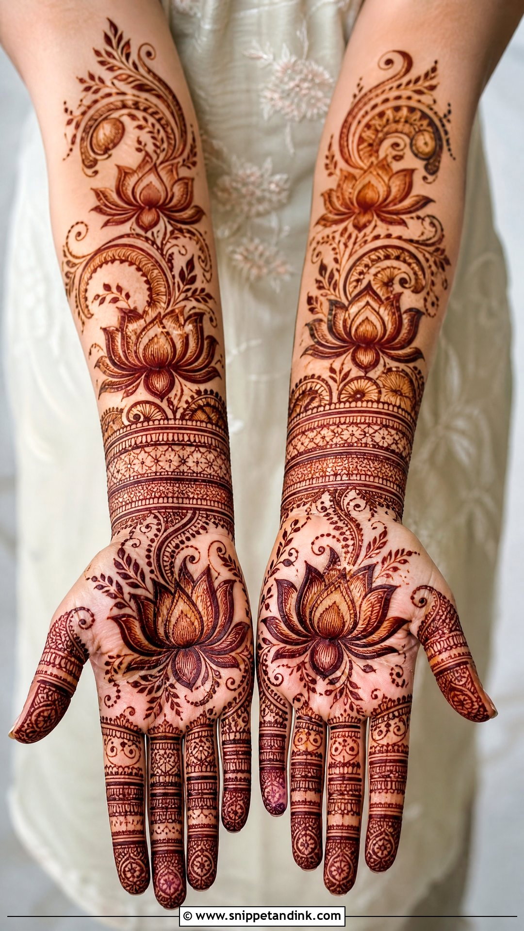 Lotus Bridal Full Hand Mehndi Design - Snippet and Ink - 25 Bridal Full Hand Mehndi Designs